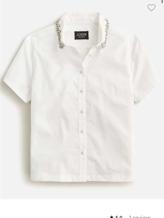 J. Crew Tops - J. Crew White Embellished Collar Short-Sleeve Button-Up Shirt